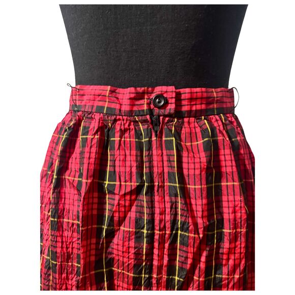 Vintage 90s Red Plaid Alt Grunge Academia Punk Retro Ruffled Maxi Skirt XS S - Picture 3 of 4